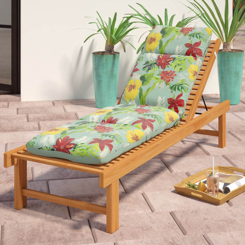Bayou Breeze Tropical Reversible Outdoor Chaise Lounge Cushion